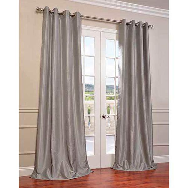 Silver 96 x 50-Inch Vintage Textured Grommet Blackout Curtain Single Panel, image 2