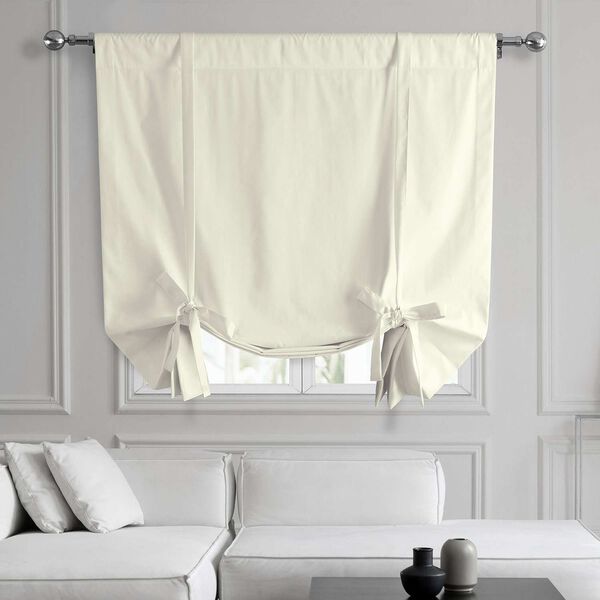 Solid Cotton Tie-Up Window Shade Single Panel, image 1
