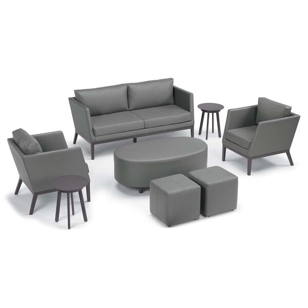 Salino and Eiland Nickel Powder Coat Carbon Eight-Piece Outdoor Furniture Set, image 1