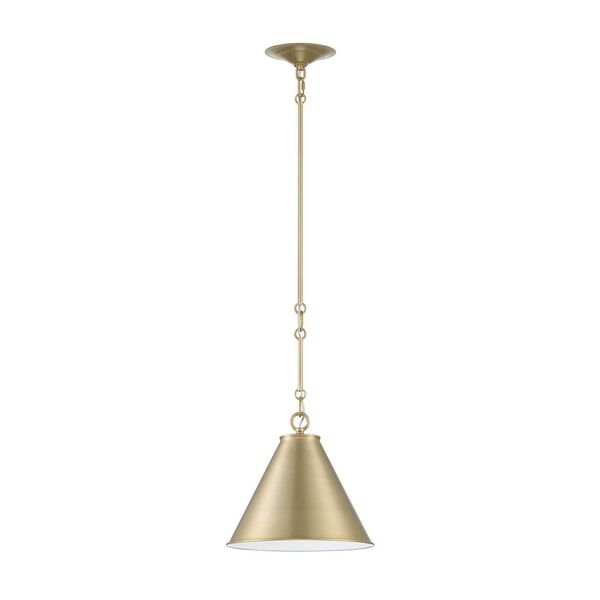 Lincoln Antique Brass Off White One-Light Pendant, image 3