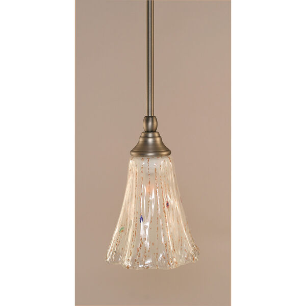 Brushed Nickel One-Light Stem Mini Pendant w/ 5.5-Inch Frosted Crystal Glass, image 1