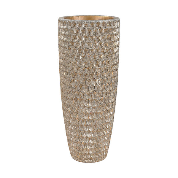 Geometric Textured Gold Vase, image 1