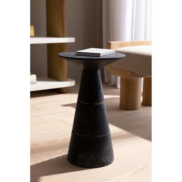 Verwall Charcoal Glass Stone Antique Brass Accent Table, image 2
