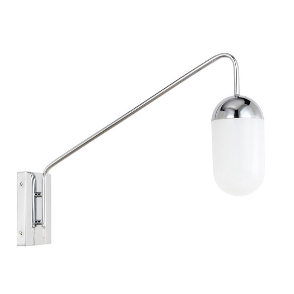 Kace Chrome One-Light Wall Sconce with Frosted White Glass, image 3