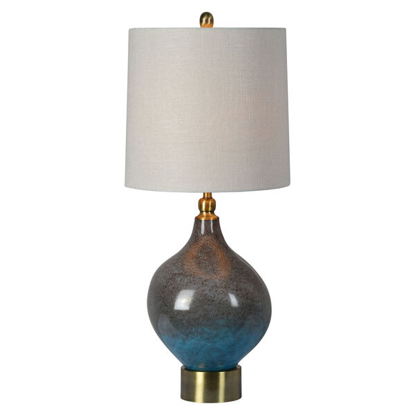 Gemma Grey Blue Ombre with Antique Brass One-Light Table Lamp Set of Two, image 1