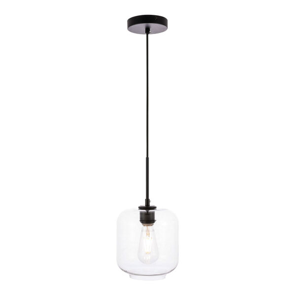 Collier Black Seven-Inch One-Light Mini Pendant with Clear Glass, image 1