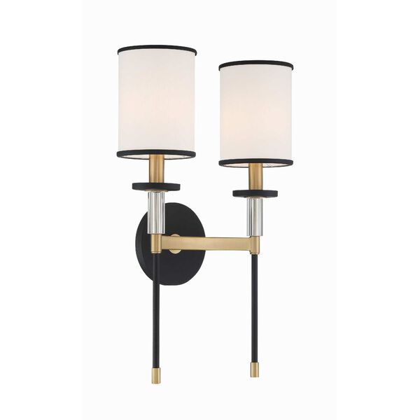 Hatfield Black Forged and Vibrant Gold Two-Light Wall Sconce, image 5
