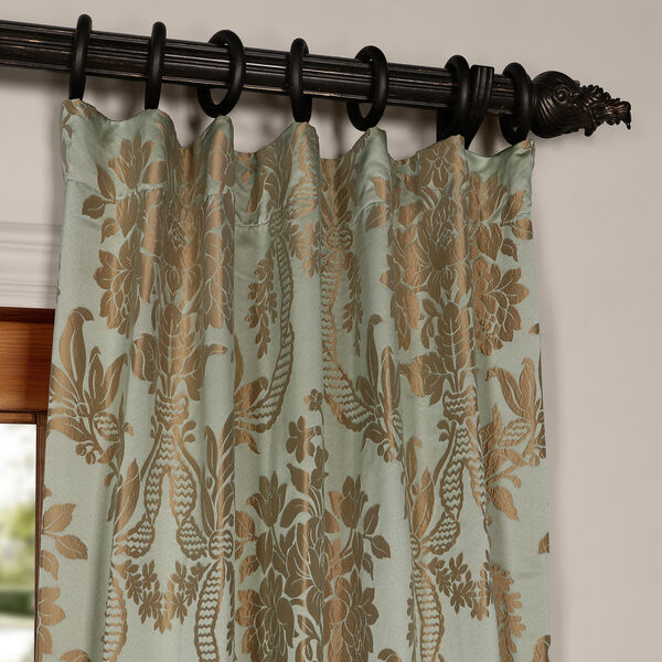 Magdelena Jade and Gold Faux Silk Jacquard Curtain-SAMPLE SWATCH ONLY, image 2