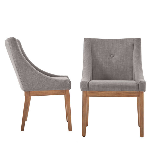 Century Grey Linen Slope Arm Side Chair, Set of 2, image 3
