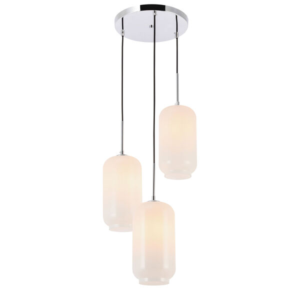 Collier Chrome 16-Inch Three-Light Pendant with Frosted White Glass, image 4