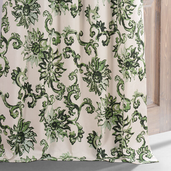 Indonesian Green Printed Cotton Blackout Single Panel Curtain, image 5