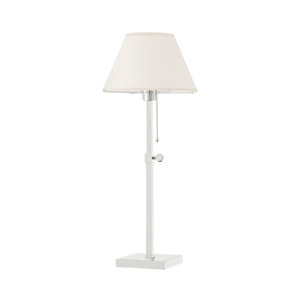 Leeds Polished Nickel One-Light Table Lamp with Cream Shade, image 1