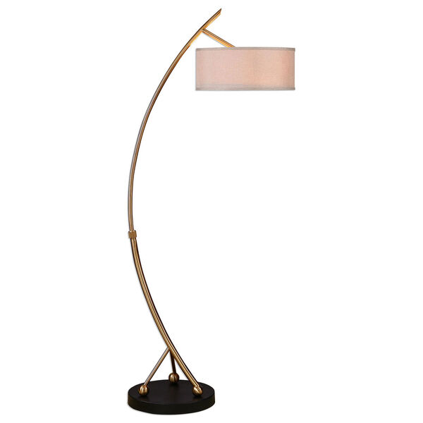 Stanley Brushed Brass Two-Light Floor Lamp, image 1