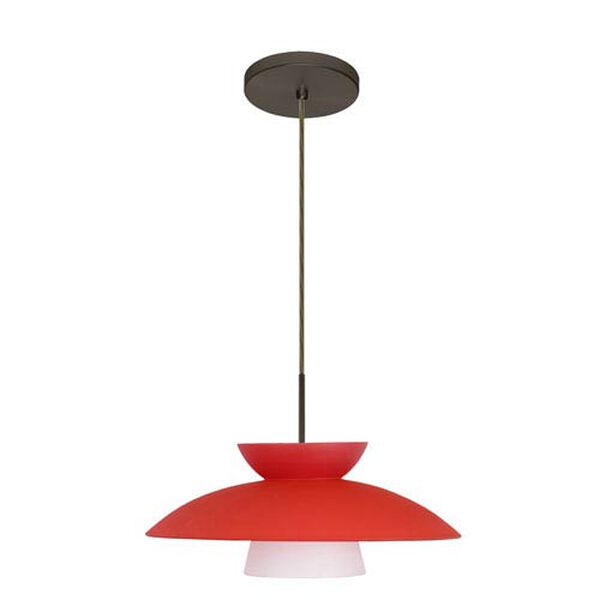 Trilo 15 Bronze One-Light LED Pendant with Red Matte Glass, image 2