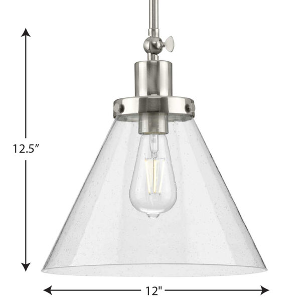P500324-009: Hinton Brushed Nickel One-Light Pendant with Clear Seeded Glass, image 3