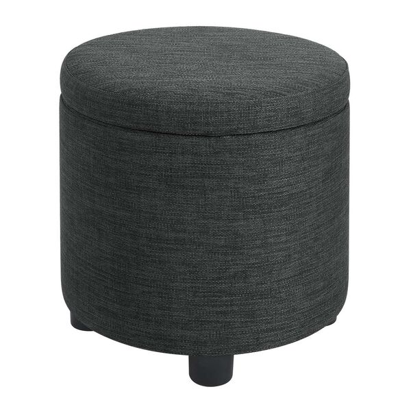 Gray Round Accent Storage Ottoman with Reversible Tray Lid, image 1