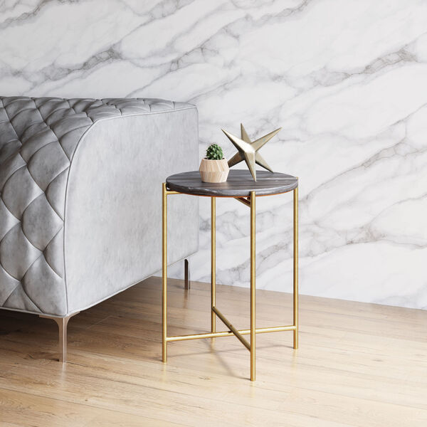 David Gray and Gold Side Table, image 2