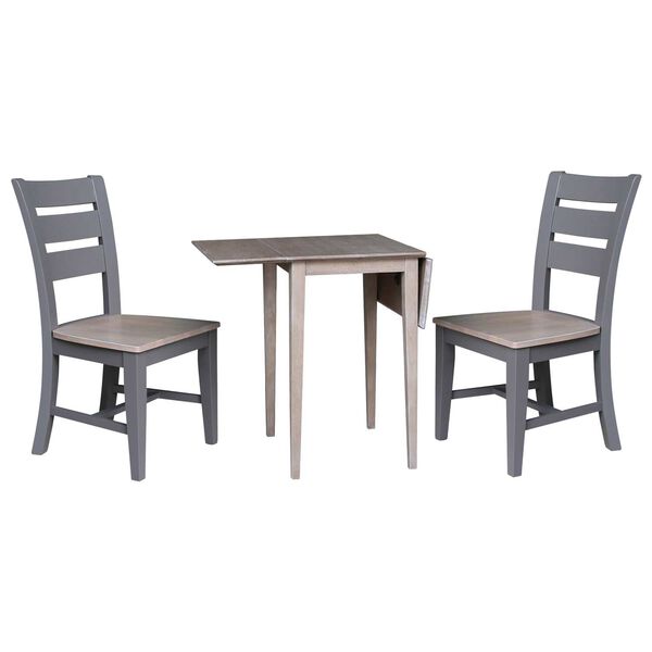 Washed Gray Clay Taupe Dual Drop Leaf Table with Two Chairs, image 3