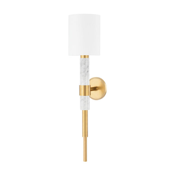 Solstice Vintage Brass and White Marble One-Light Wall Sconce, image 1