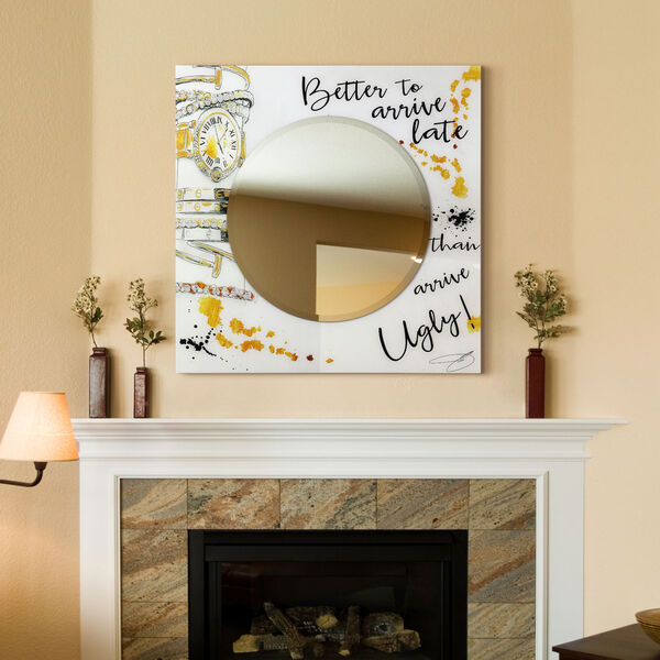 Ugly Never! Gold 36 x 36-Inch Round Beveled Wall Mirror, image 3