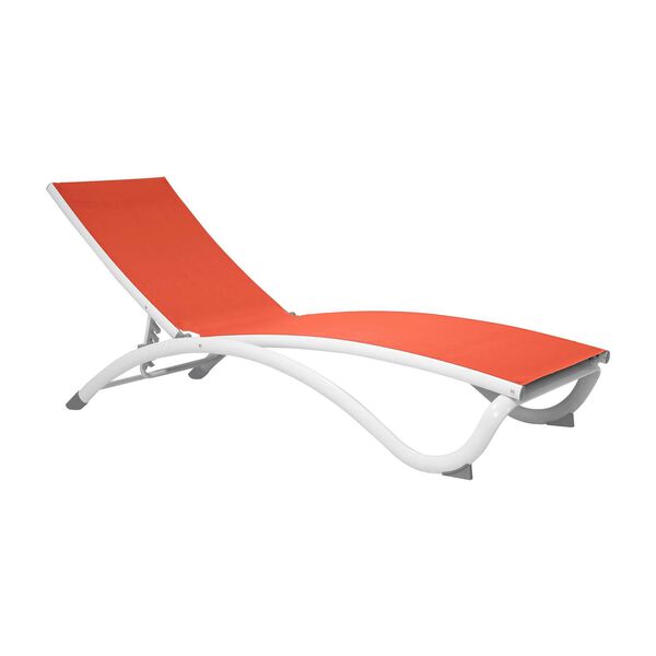 Archway White Orange Stackable Sling Chaise Longer, Set of Two, image 3