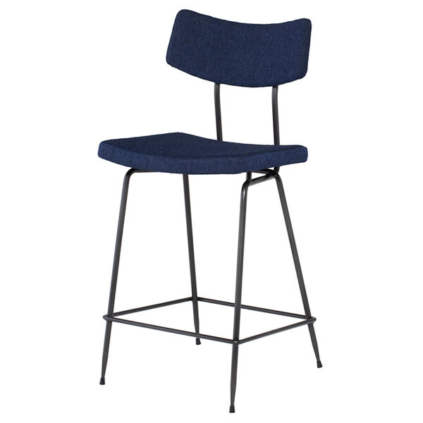 Soli True Blue and Matte Black Counter Stool, image 1