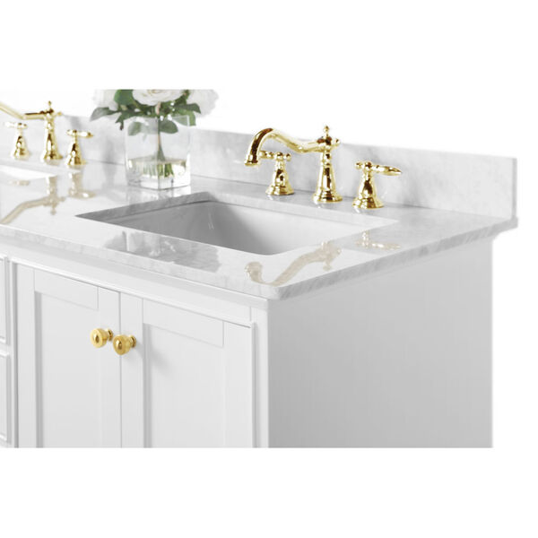 Audrey White 60-Inch Vanity Console with Mirror and Gold Hardware, image 6