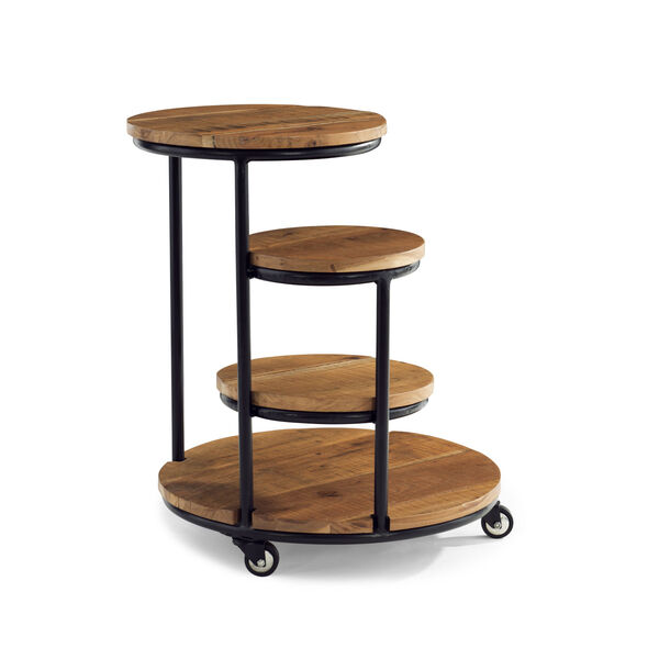Collis Natural and Black Four Tiered Plant Stand Wheels Table, image 3