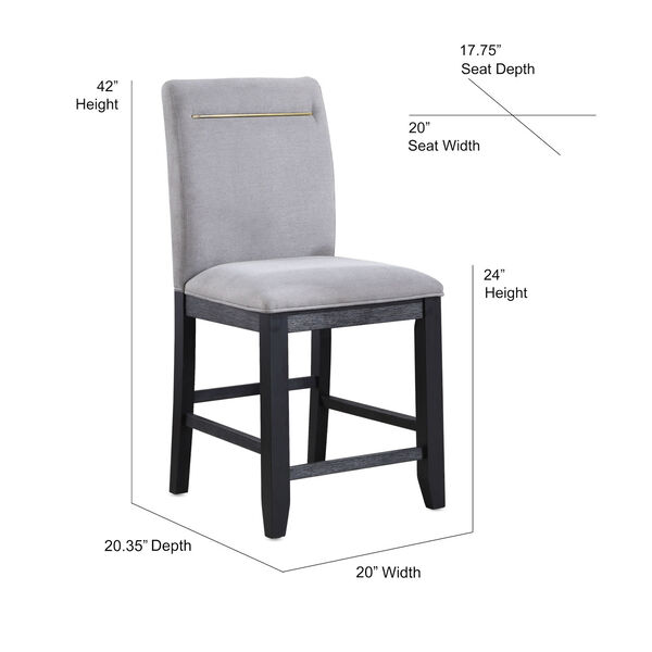 Yves Rubbed Charcoal and Light Grey Counter Chair, image 5