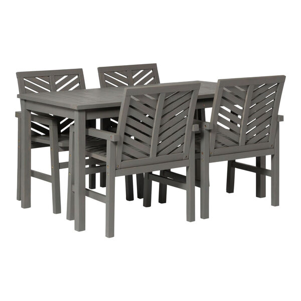 Gray Wash 32-Inch Five-Piece Chevron Outdoor Dining Set, image 2