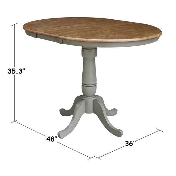 Hickory and Stone 36-Inch Width Round Top Counter Height Pedestal Table With 12-Inch Leaf, image 4