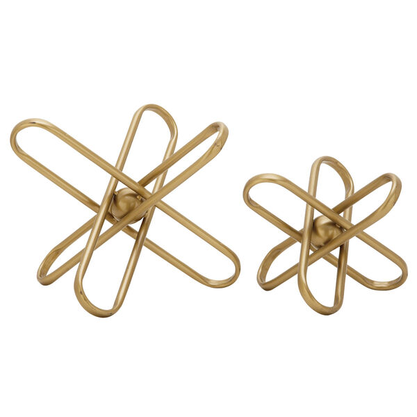Gold Metal Geometric Sculpture, Set of 2, image 2