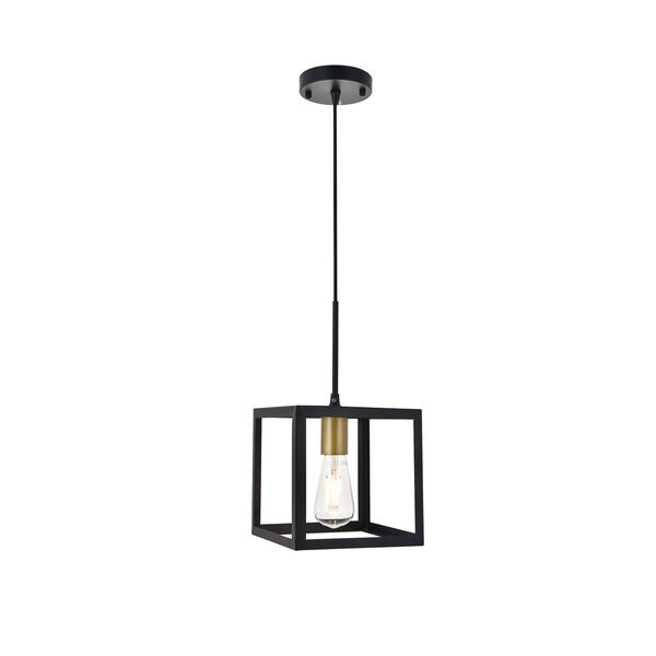Resolute Brass and Black Eight-Inch One-Light Mini Pendant, image 1