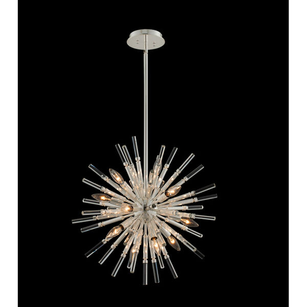 Sprazzo Polished Silver 14-Light Pendant with Firenze Crystal, image 2