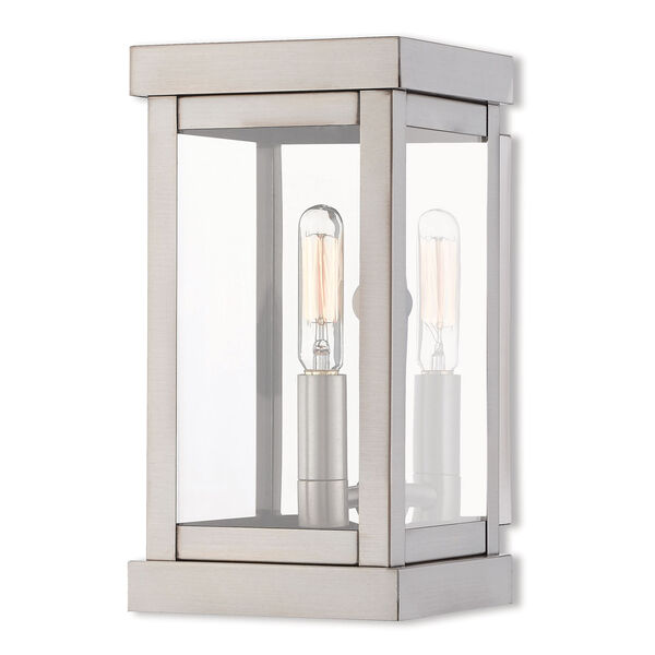 Hopewell Brushed Nickel 9-Inch One-Light Outdoor Wall Lantern, image 1