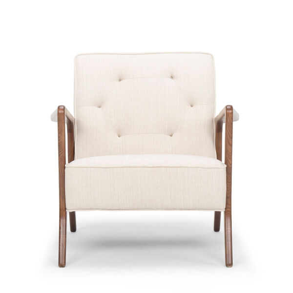 Eloise Off White and Walnut Occasional Chair, image 2