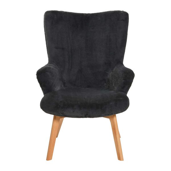 Dark Grey Plush Wingback Chair, image 4