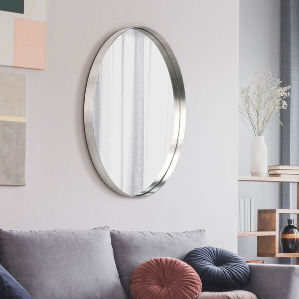Silver 24 x 36-Inch Stainless Steel Oval Wall Mirror, image 1