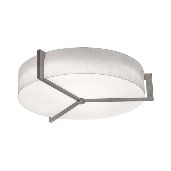 Apex Weathered Grey Three-Light Flush Mount with Linen White Shade, image 1