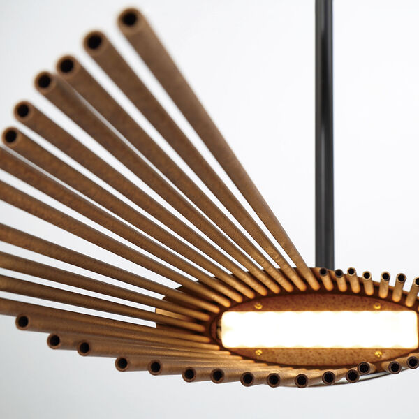 Umura Black and Aged Gold Two-Light LED Linear Chandelier, image 3