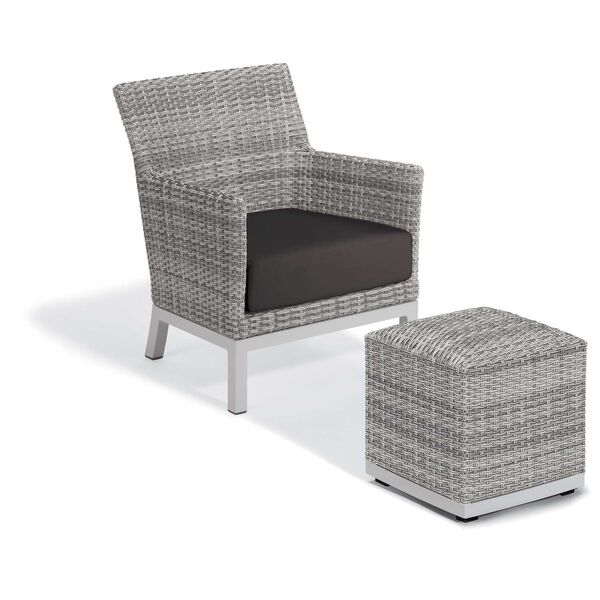 Argento Jet Black Outdoor Club Chair and Pouf, image 1