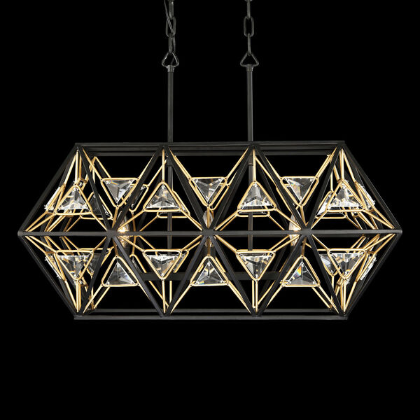 Marcia Matte Black and French Gold Three-Light Linear Pendant, image 5