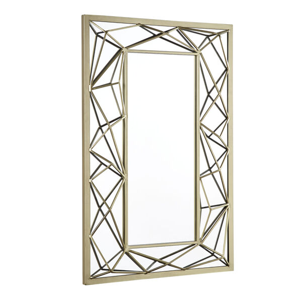 Erika Gold Rectangular Wall Mirror with Metal Geometric Frame, image 2