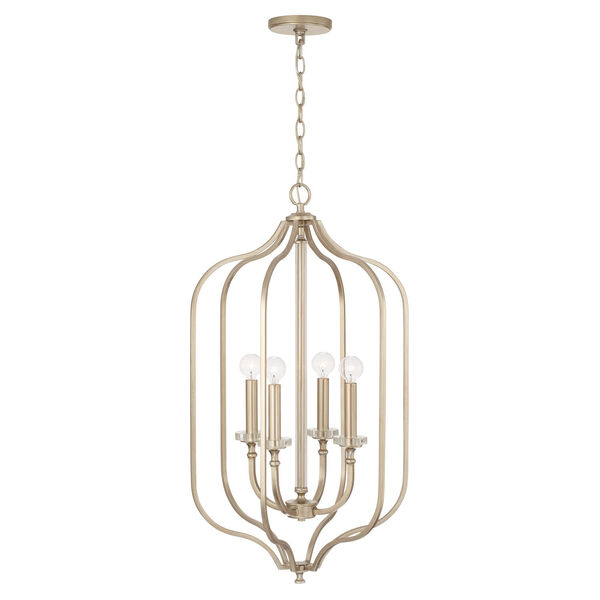 Breigh Brushed Champagne Four-Light Chandelier with Acrylic Column and Bobeches, image 2