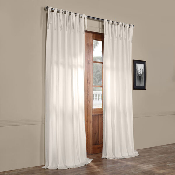 Bright White Solid Cotton 84 x 50 In. Tie-Top Single Panel Curtain, image 6
