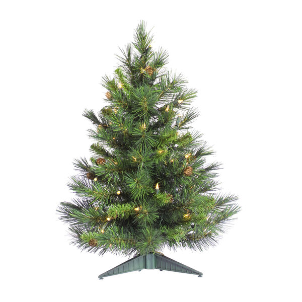 Green 3 Foot LED Cheyenne Pine Tree with 100 Multicolor Lights, image 1