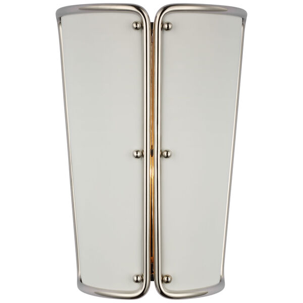 Hastings Small Sconce in Polished Nickel with White Shade by Carrier and Company, image 1