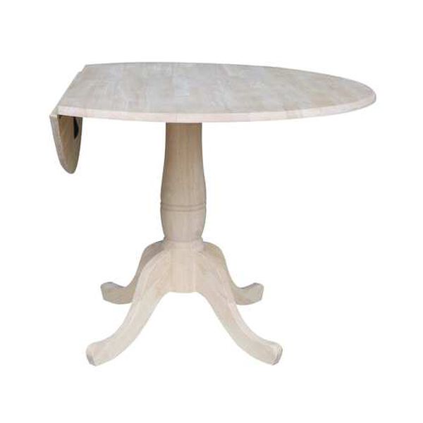 Gray and Beige 30-Inch Round Dual Drop Leaf Pedestal Table, image 1