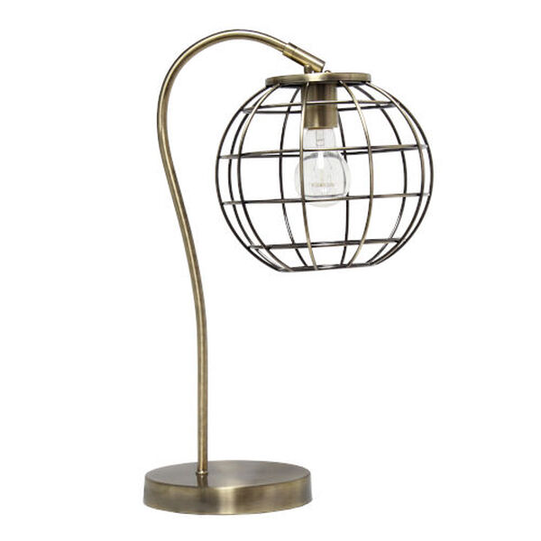 Wired Antique Brass One-Light Cage Table Lamp, image 1