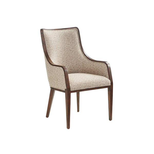 Silverado Walnut Beige Upholstered Arm Chair, image 1